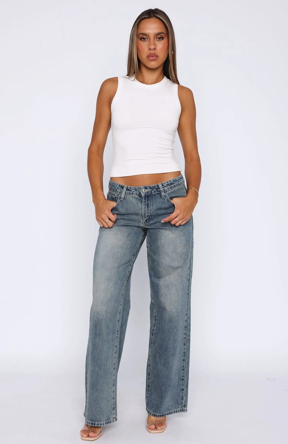 Denim Durable Chelsea Low Rise Straight Leg Jeans Brown Blue Acid