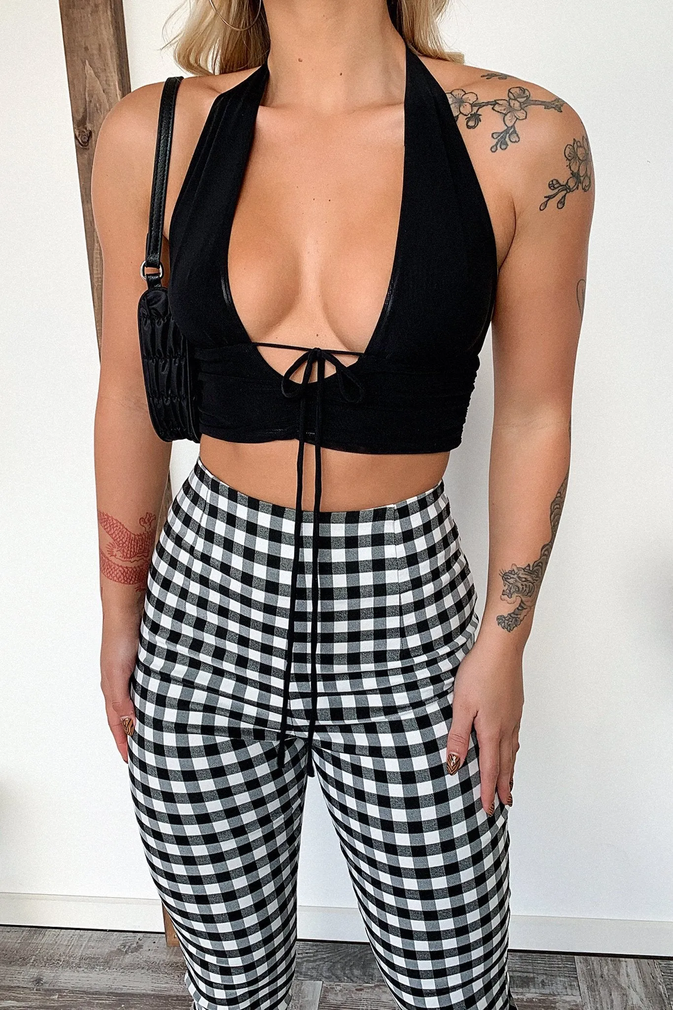 Dinah Pants - Black/White Checkered Casual Look