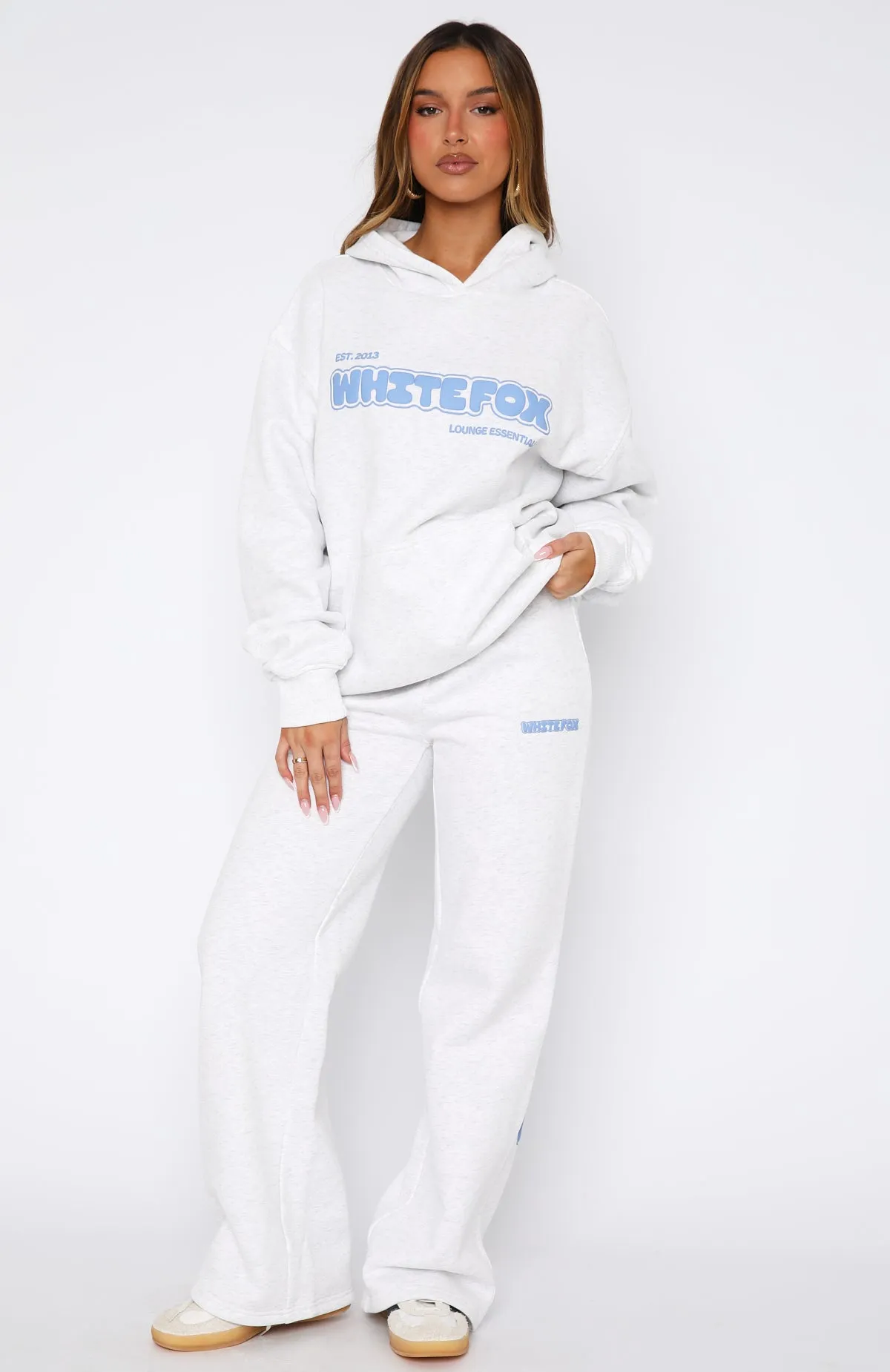 Don't Even Try Wide Leg Sweatpants Grey Marle Relaxed Cut