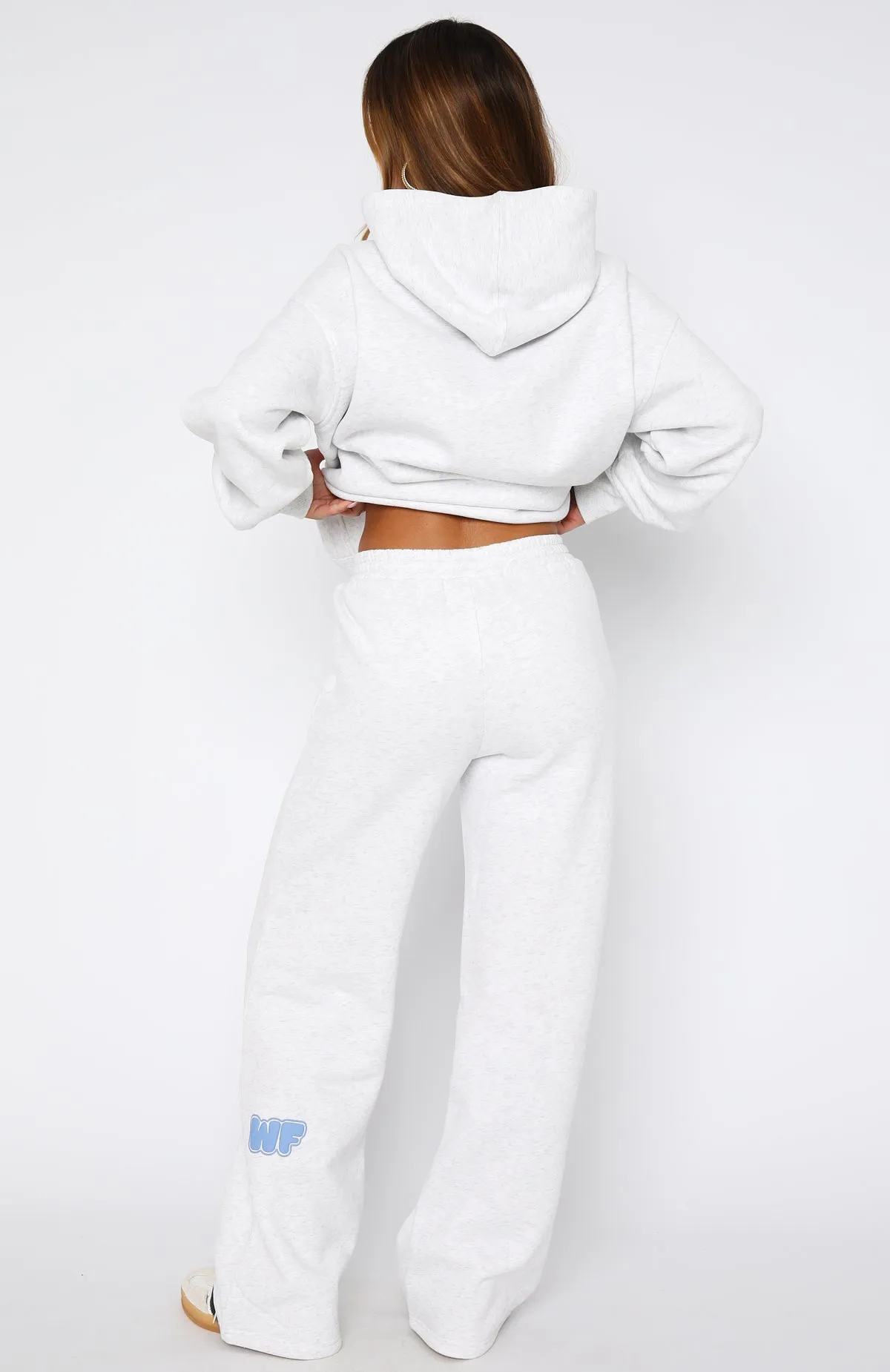 Don't Even Try Wide Leg Sweatpants Grey Marle Relaxed Cut