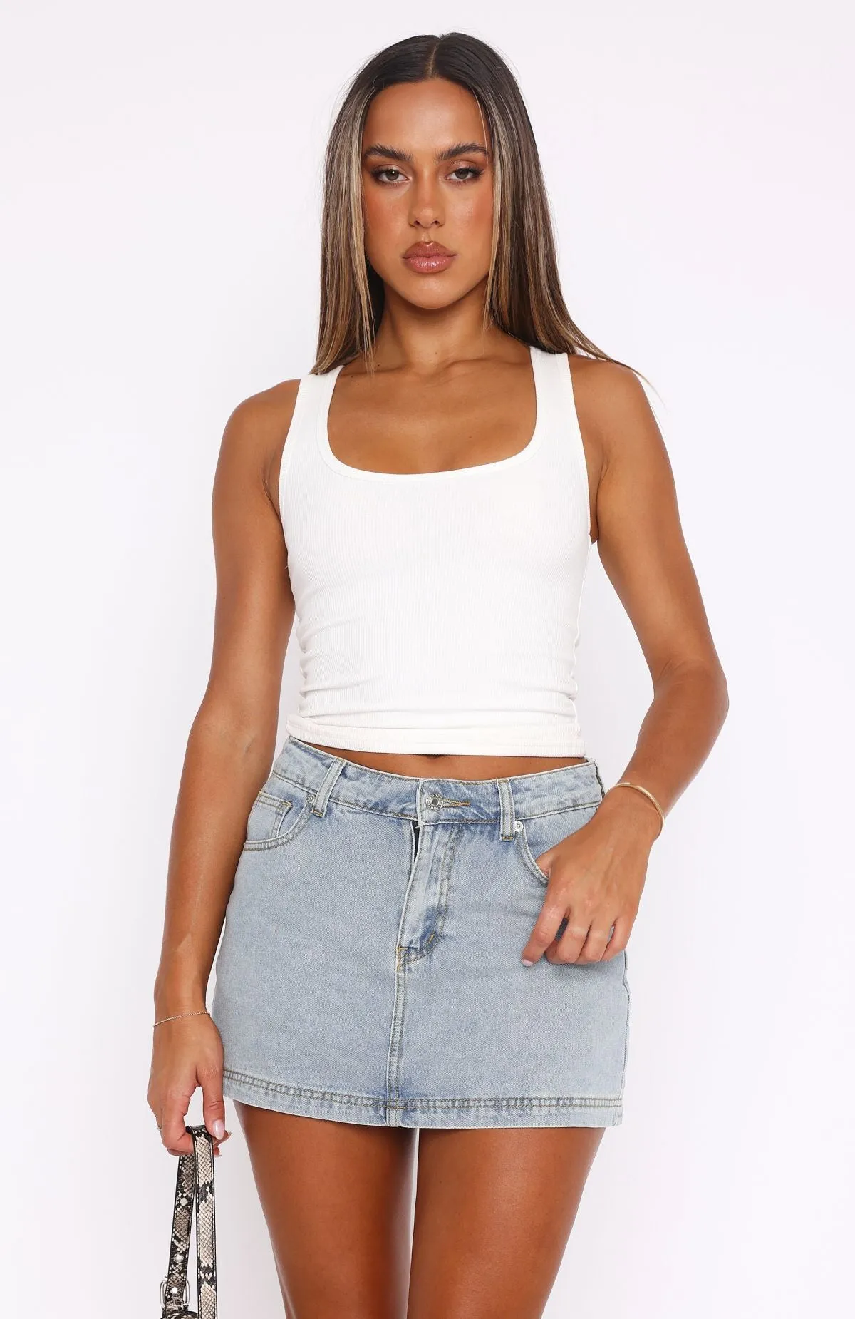 Don't Leave Me Denim Skort Light Blue Wash Durable Material