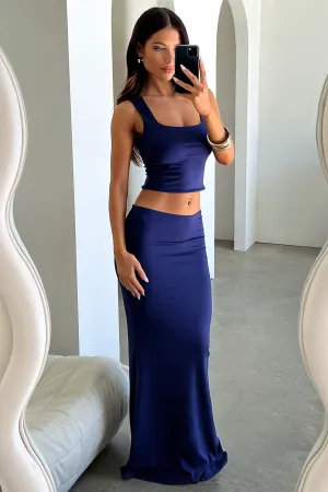 Clementine Maxi Skirt - Navy Minimalist Trim Glamorous Appeal