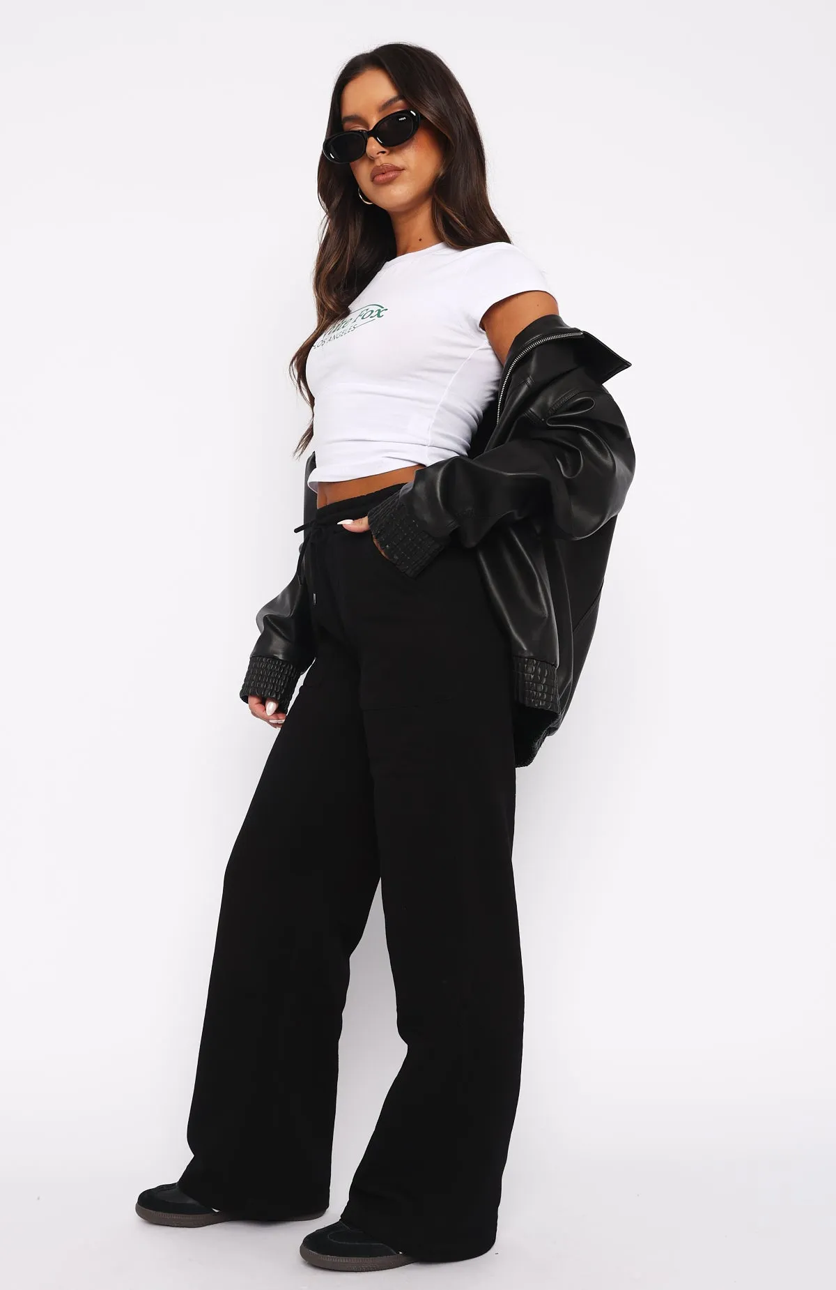 Durable Fabric You'd Love It Here Wide Leg Sweatpants Black