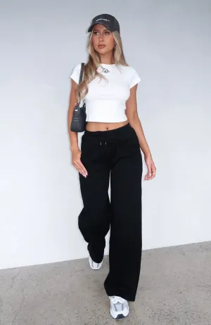 You'd Love It Here Wide Leg Sweatpants Black Stay Flexible Modern Waist