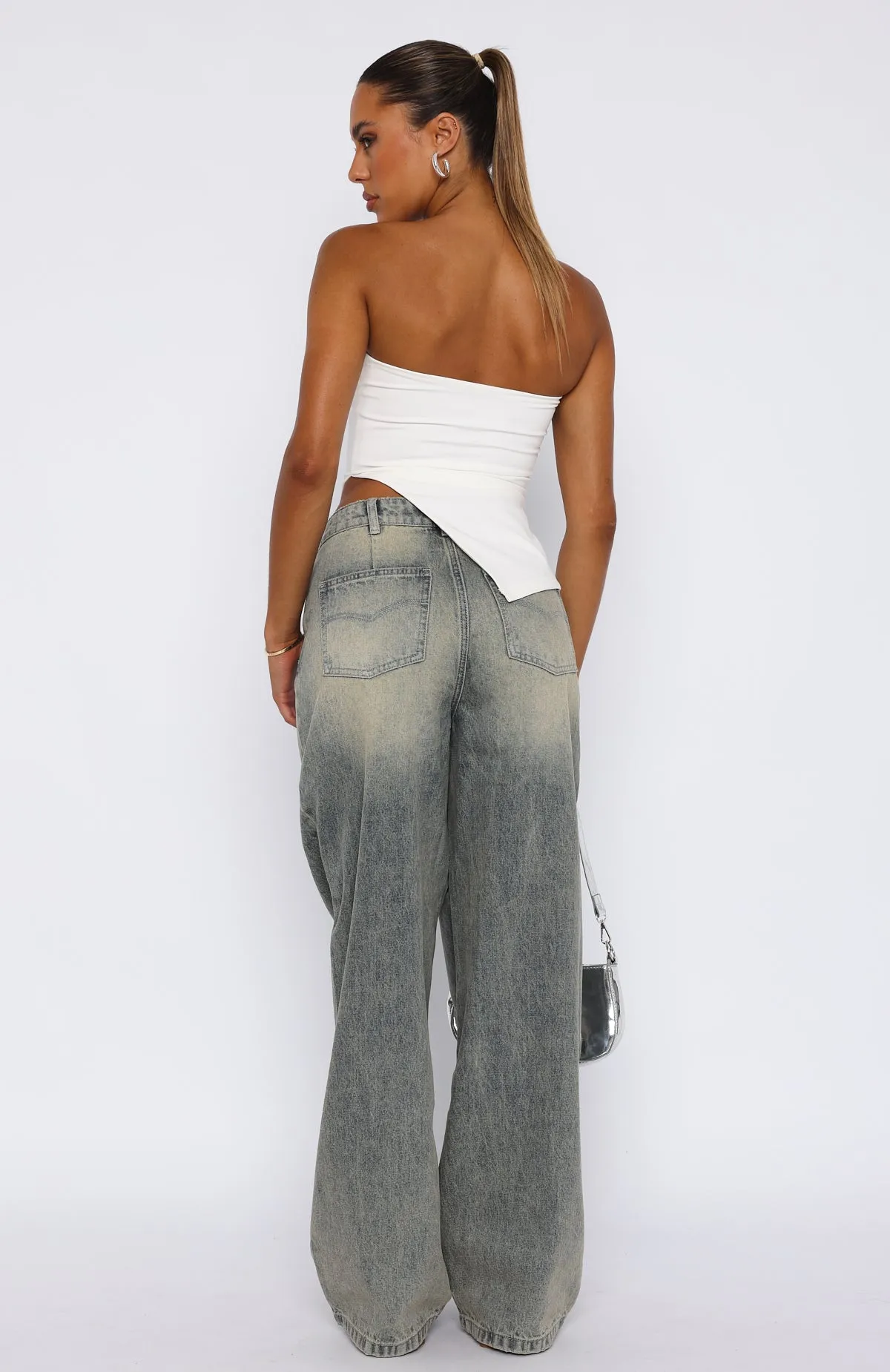 Durable Material Willow Mid Rise Wide Leg Jeans Sand