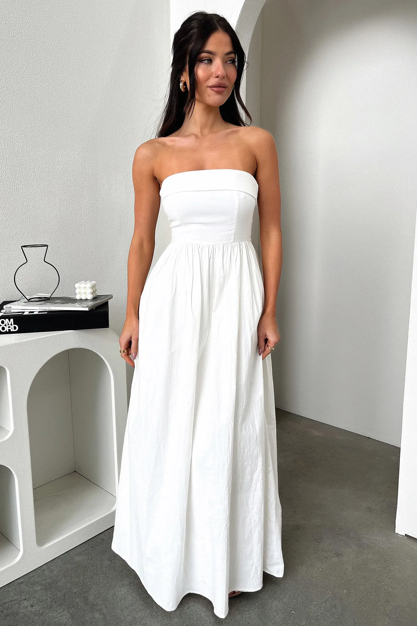 Subtle Glam vacation look Cornell Maxi Dress - White