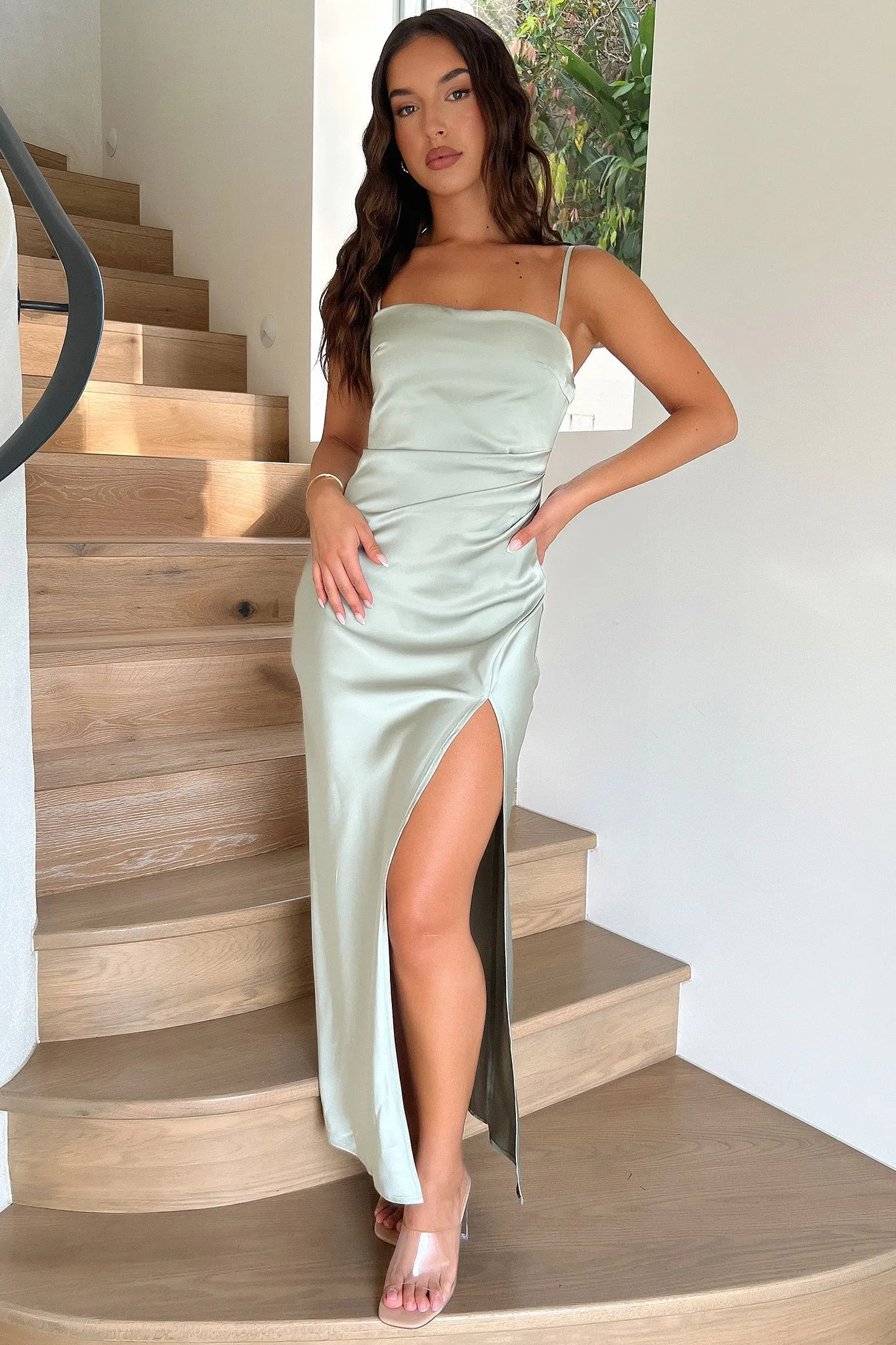 Earthy Hue Manesh Maxi Dress - Sage