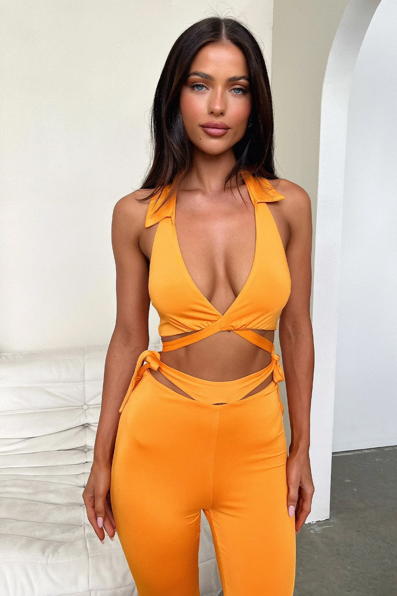 Easy Care Thia Flare Pants - Orange