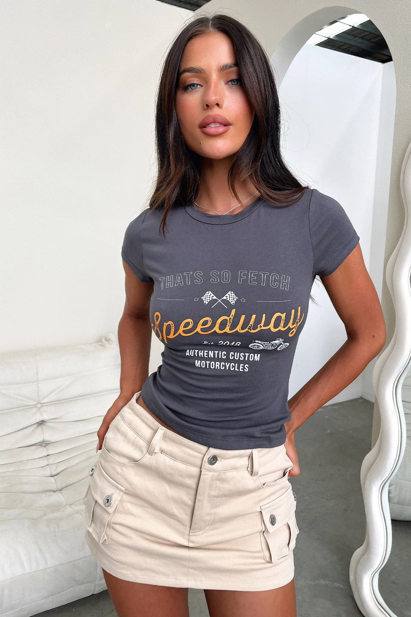 Easy Match Speedway Tee - Charcoal