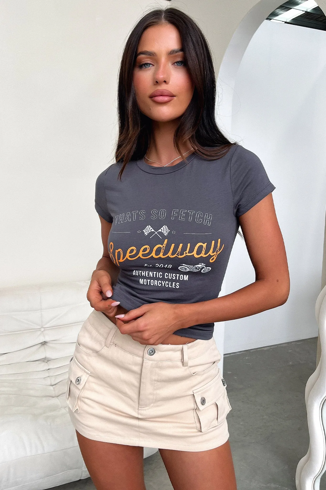 Easy Match Speedway Tee - Charcoal