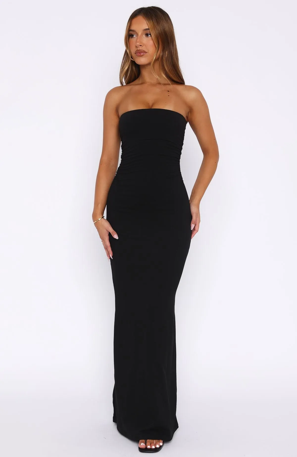 Editorial Piece Confidence Is Key Strapless Maxi Dress Black