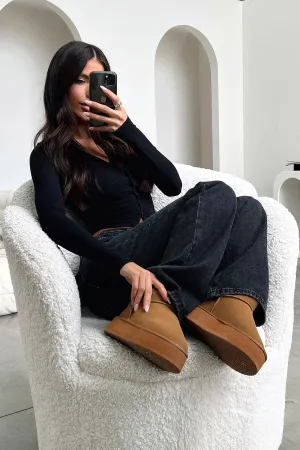 Eesha Platform Boots - Chestnut Sleek Finish