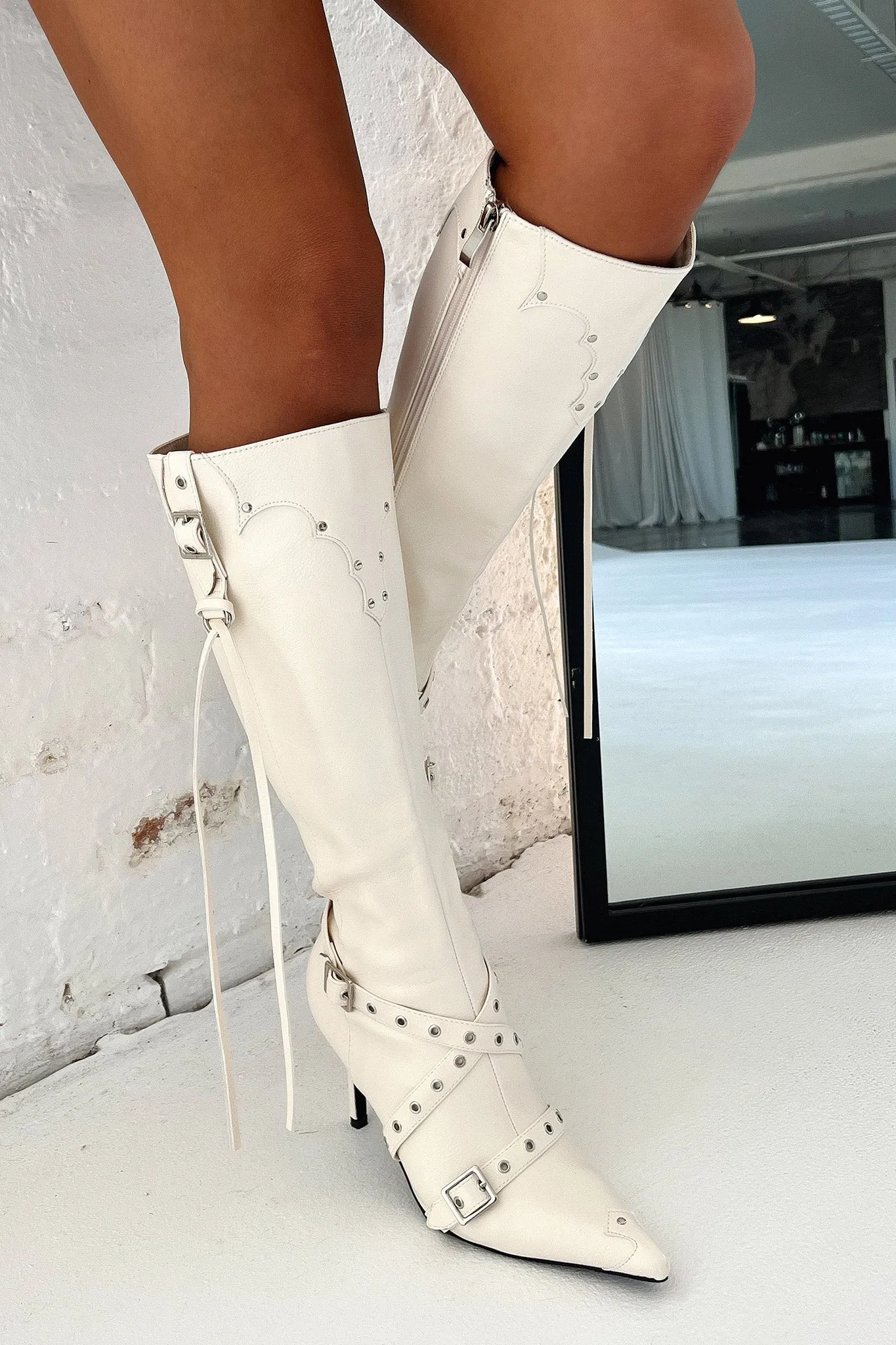 Electra Knee High Boots - Cream Walk Power