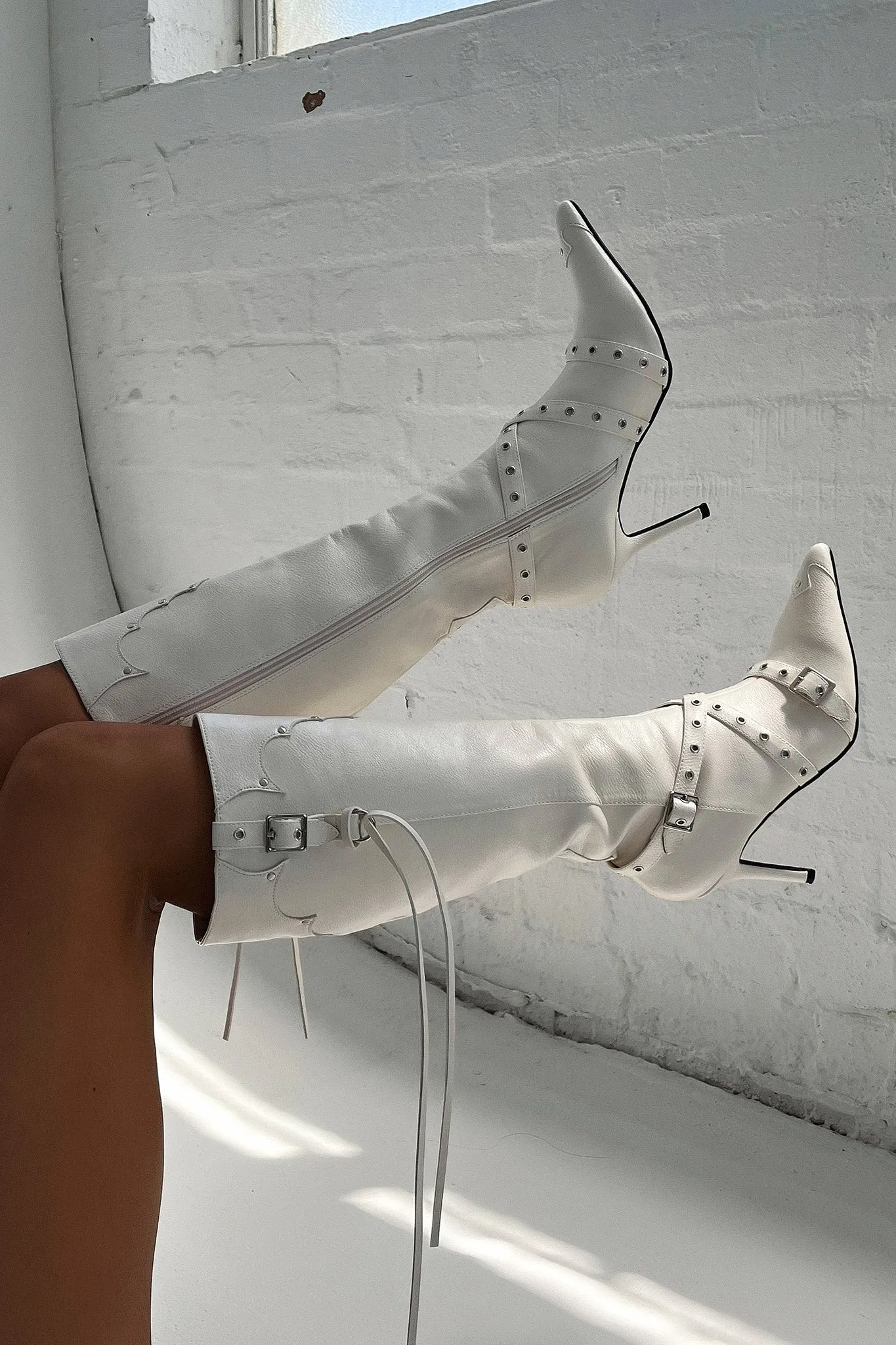 Electra Knee High Boots - Cream Walk Power