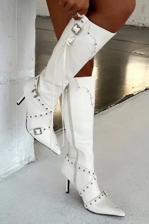 Multi-Function Wear Electra Knee High Boots - Cream