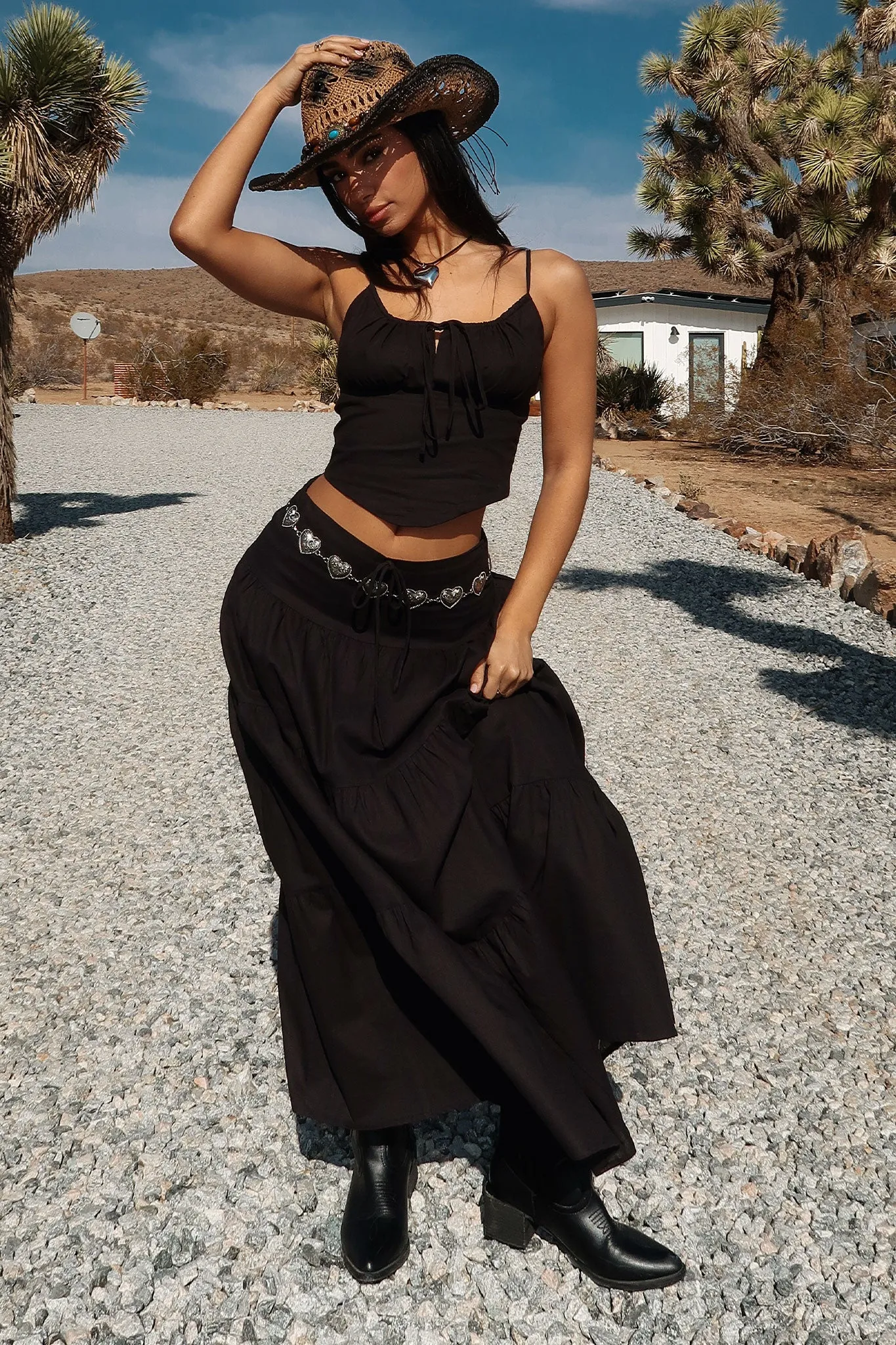 Elegant Shape Barbados Linen Maxi Skirt - Black