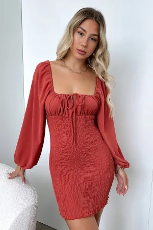 Shine Glow Trend Mode Ella Dress - Rust