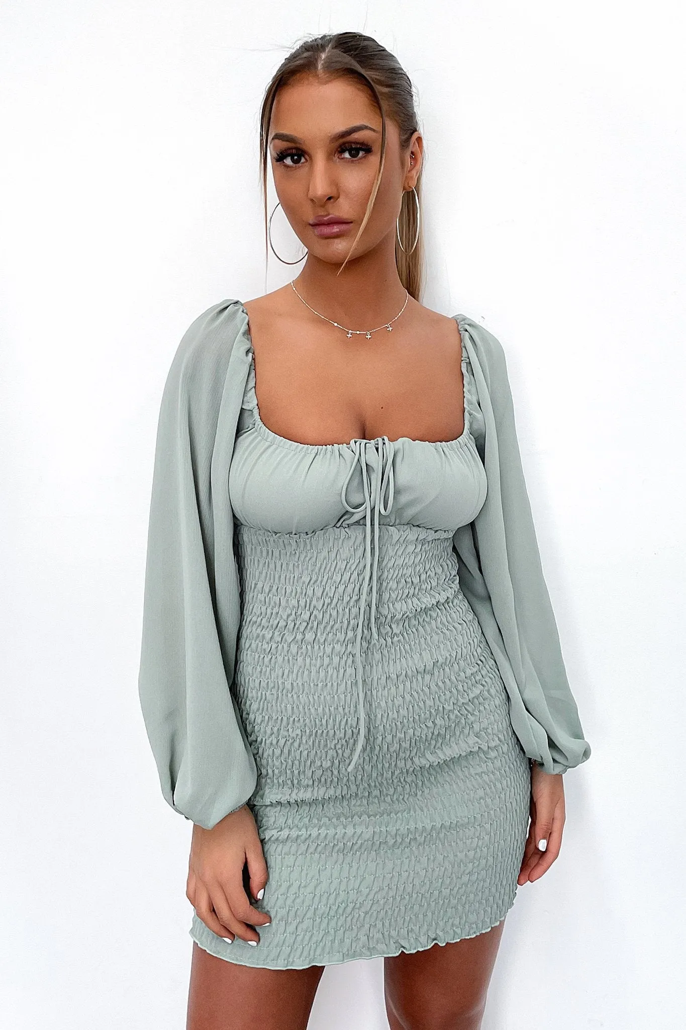 Ella Dress - Sage A-Line Cut
