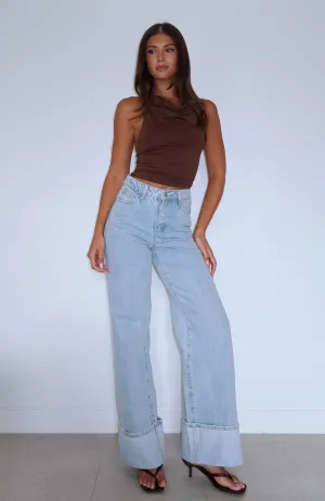 Retro Style Japanese style Ellie High Rise Wide Leg Jeans Glacier Blue