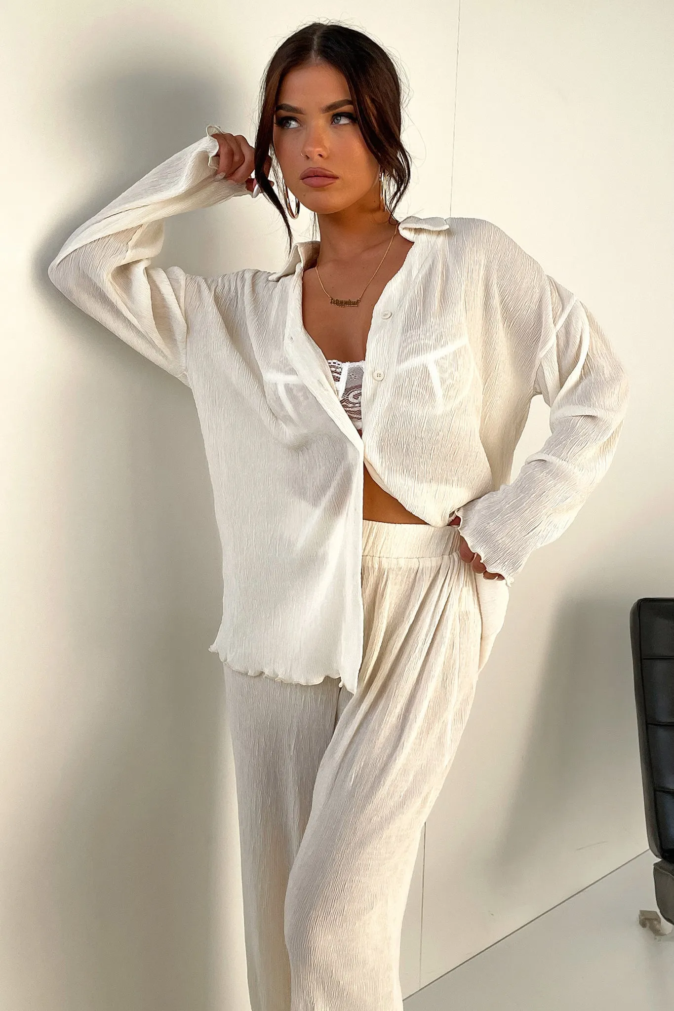 Ellora Long Sleeve Shirt - Cream Canvas