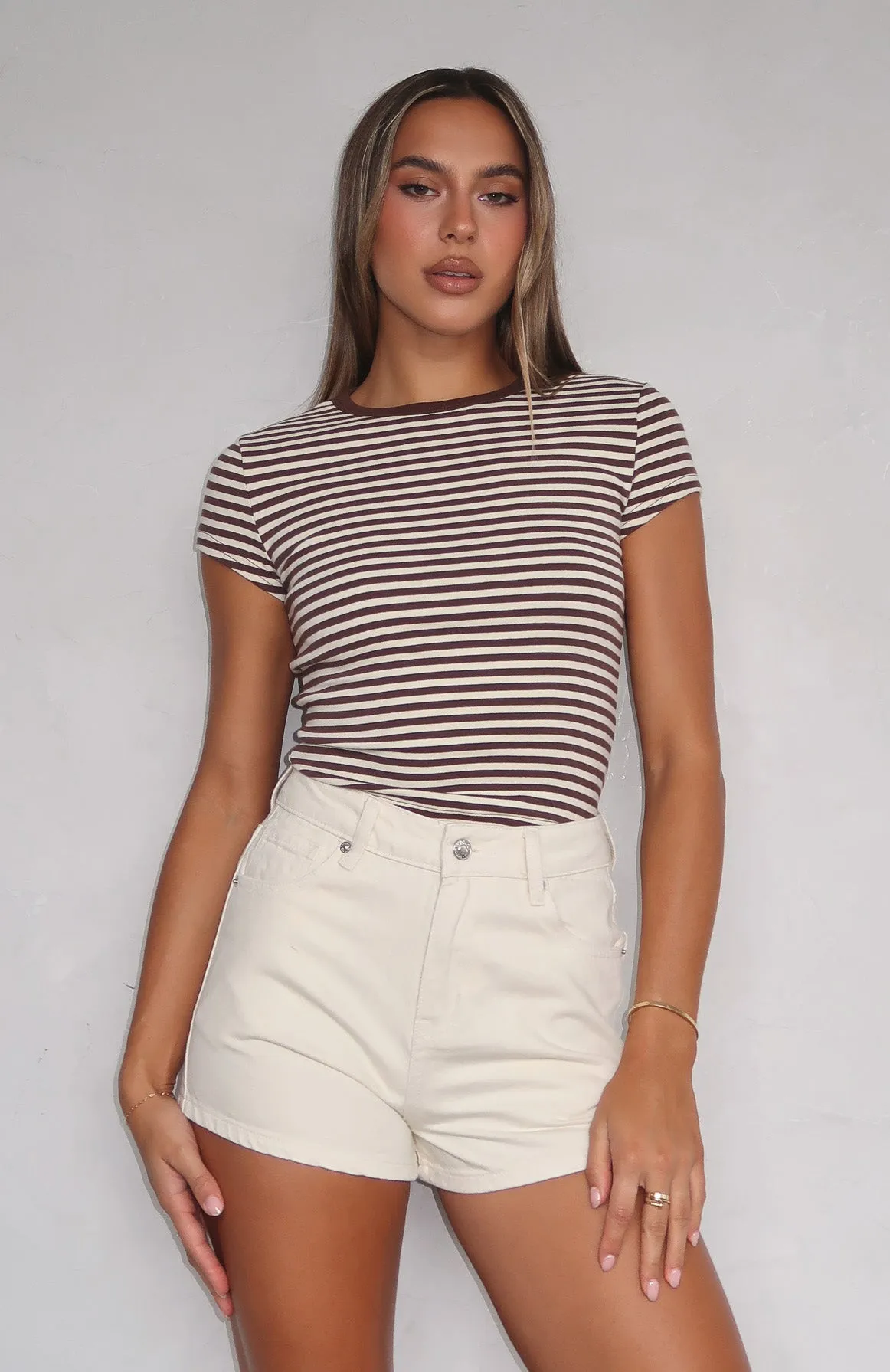 Emerson Denim Shorts Cream zipper fly