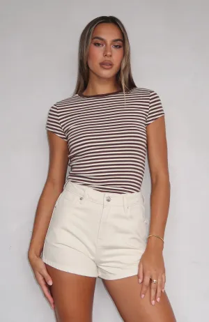 Emerson Denim Shorts Cream zipper fly