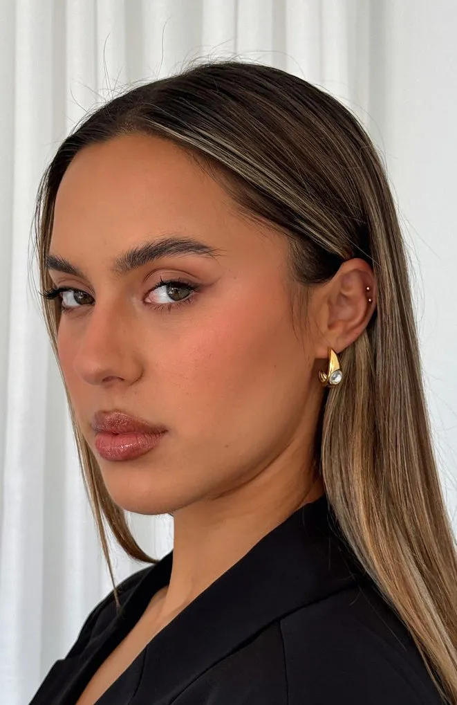 Skylee Earrings Gold Sparkling adornments Trendy pearl accessories