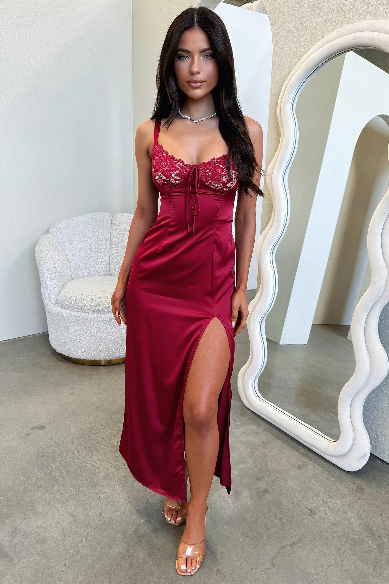 Sorrento Satin Maxi Dress - Red Orange Heat