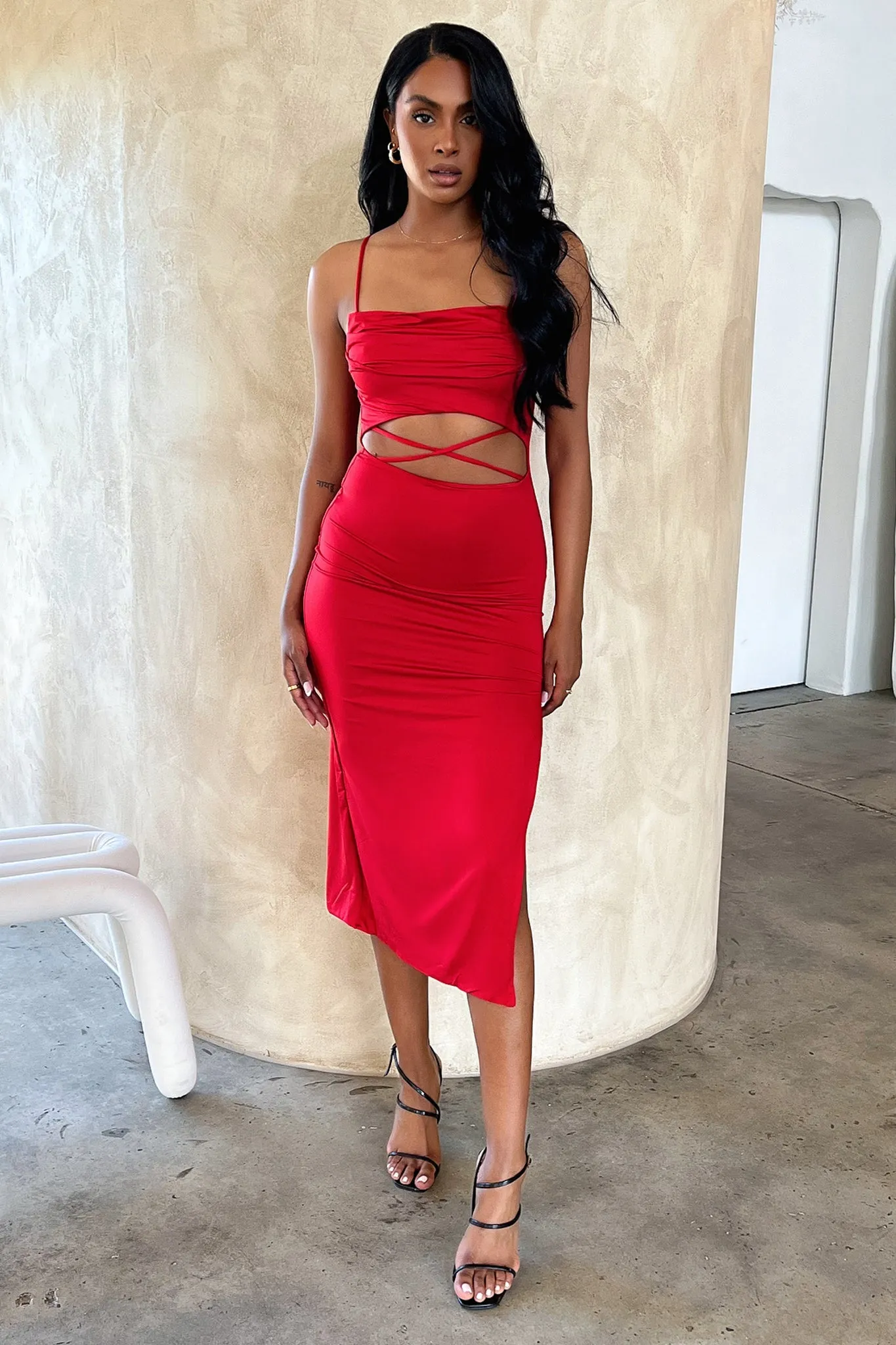 Ethically Made Releck Midi Dress - Red