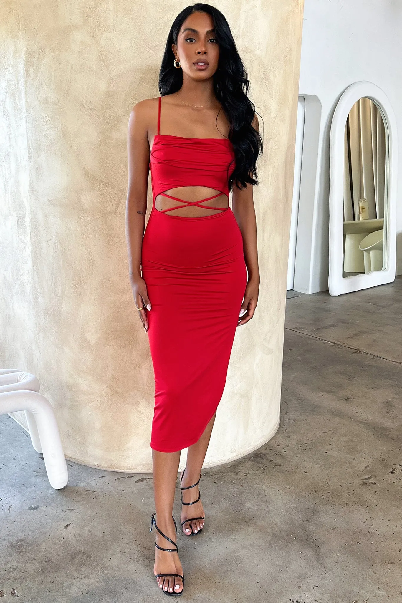 Ethically Made Releck Midi Dress - Red