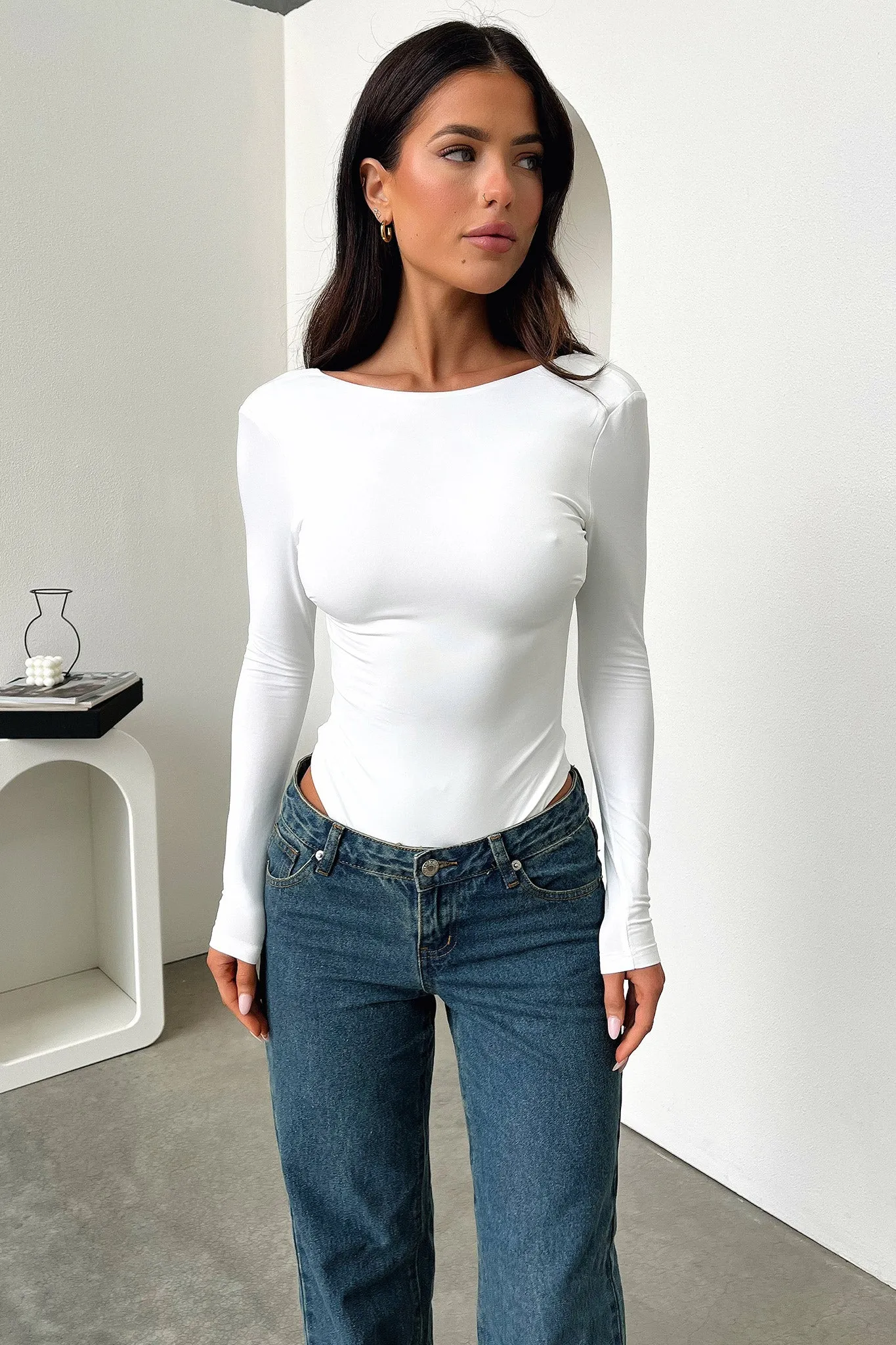 Eve Bodysuit - White Zipper - Front