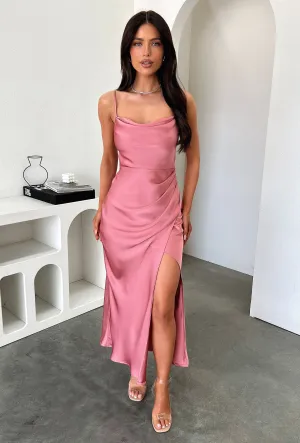 Evelyn Satin Cowl Neck Midi Dress - Rose Street Flex social event