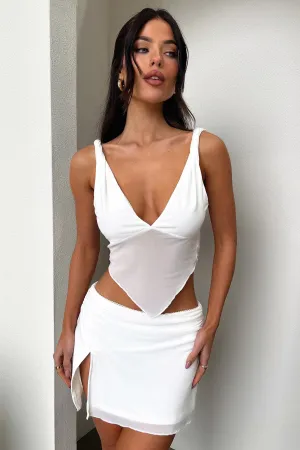 Tanaya Skirt - White Luxury Trim Runway Ready