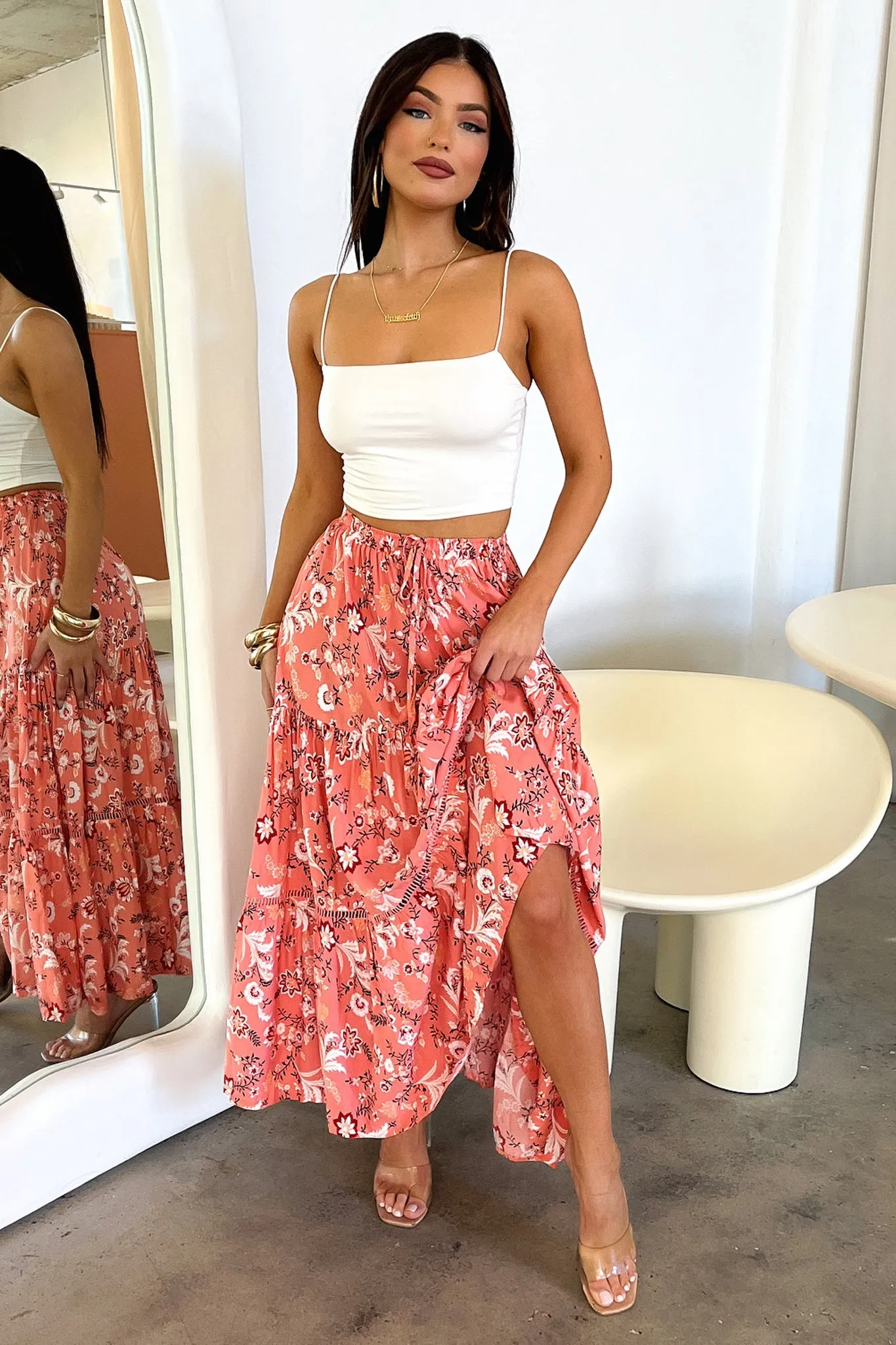 Everyday Ease Kei Maxi Skirt - Pink Floral