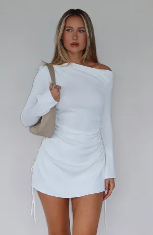 Moment For Life Long Sleeve Mini Dress Cream Stretchable