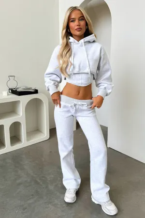 Sporty Touch Flattering Waist Zaina Low Rise Sweatpants - Grey