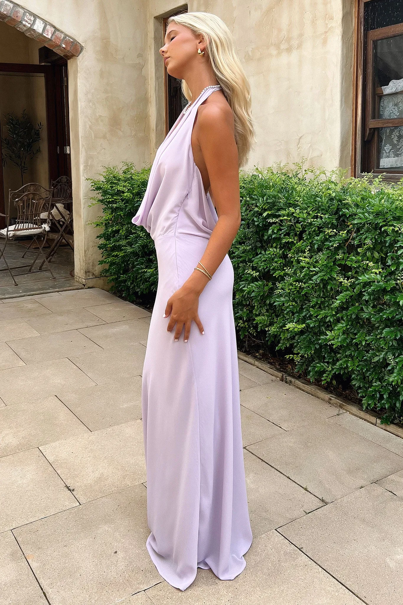 Exclusive Look Mirella Plunge Halter Neck Maxi Dress - Lilac