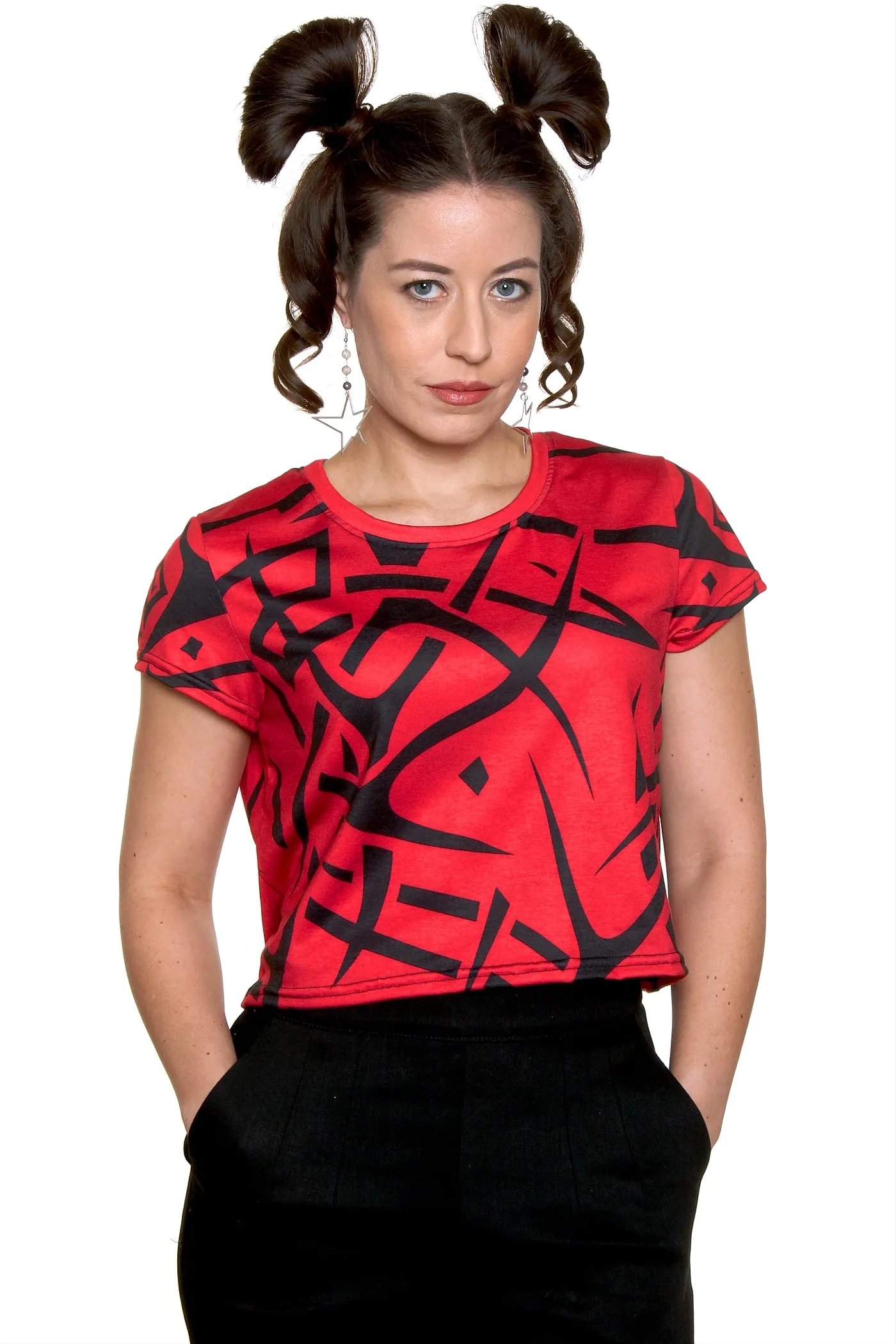 Fang Loose Crop Top Remote - controlled