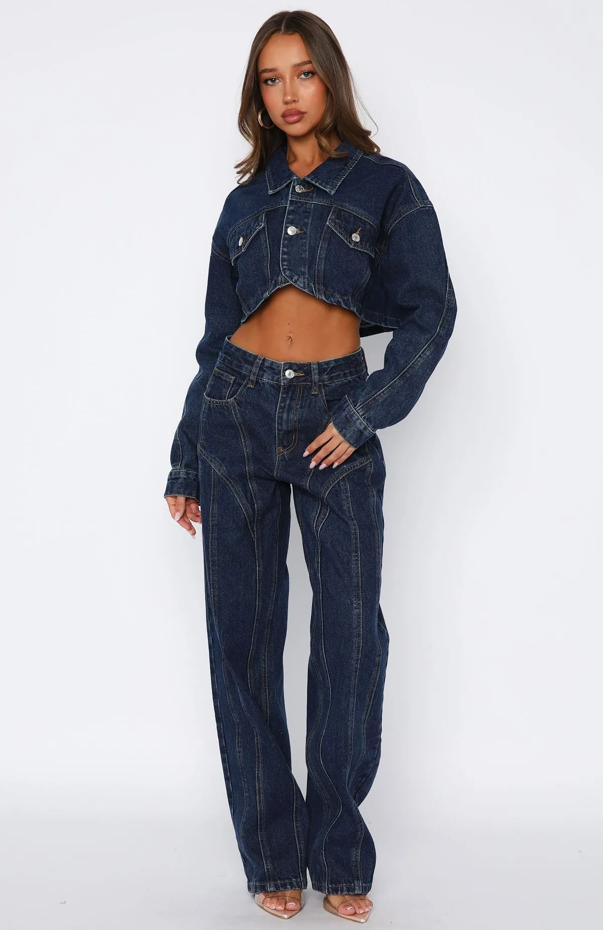 Fashionable Tailoring Did You Miss Me Mid Rise Straight Leg Jeans Dark Blue