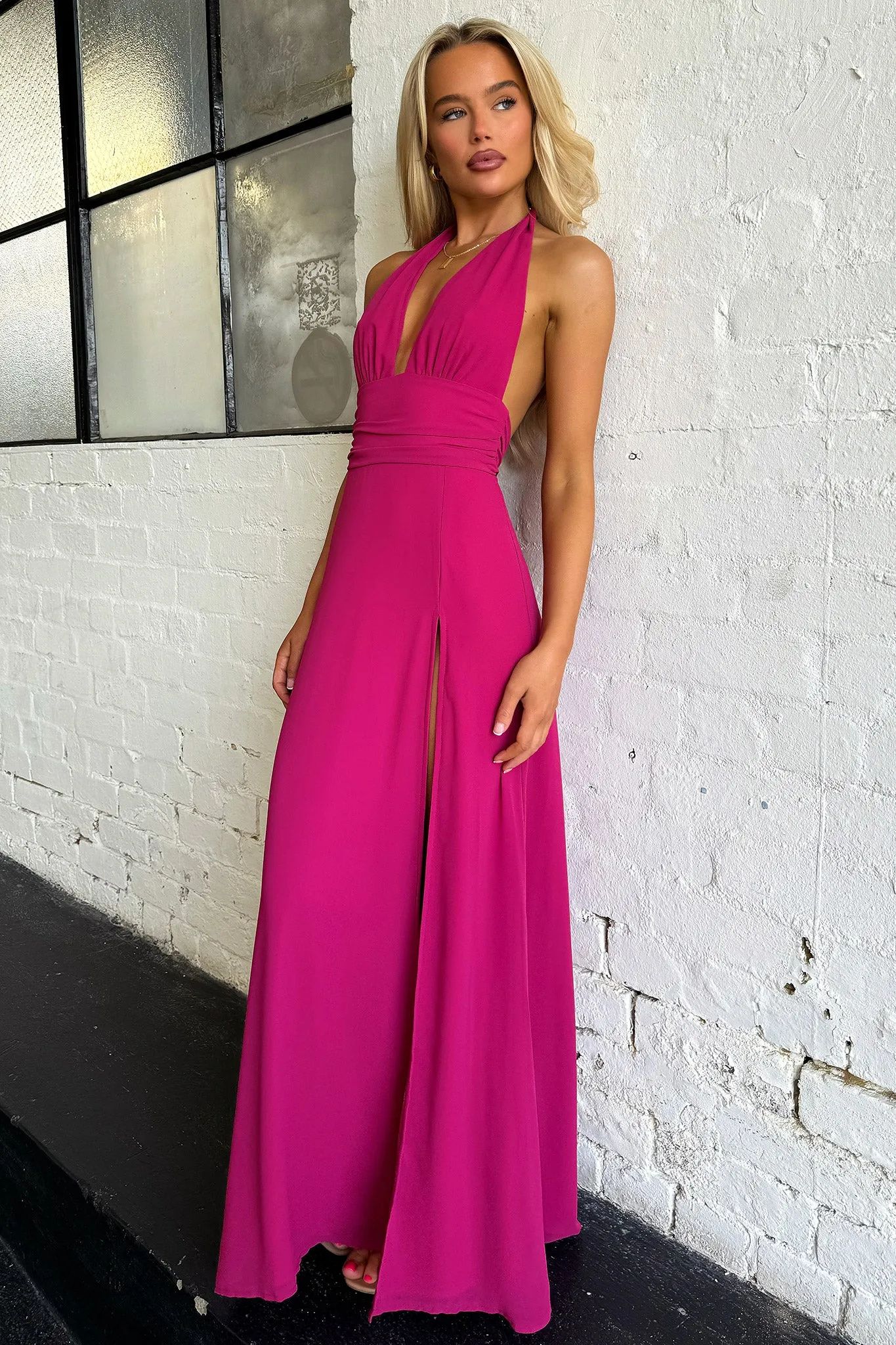 Linen Glow Elenor Maxi Dress - Wine