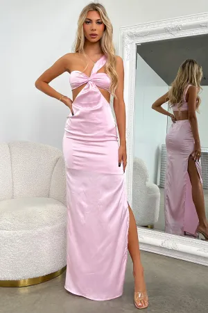 Alexia One Shoulder Satin Maxi Dress - Pink Hall Glow Cotton Glow