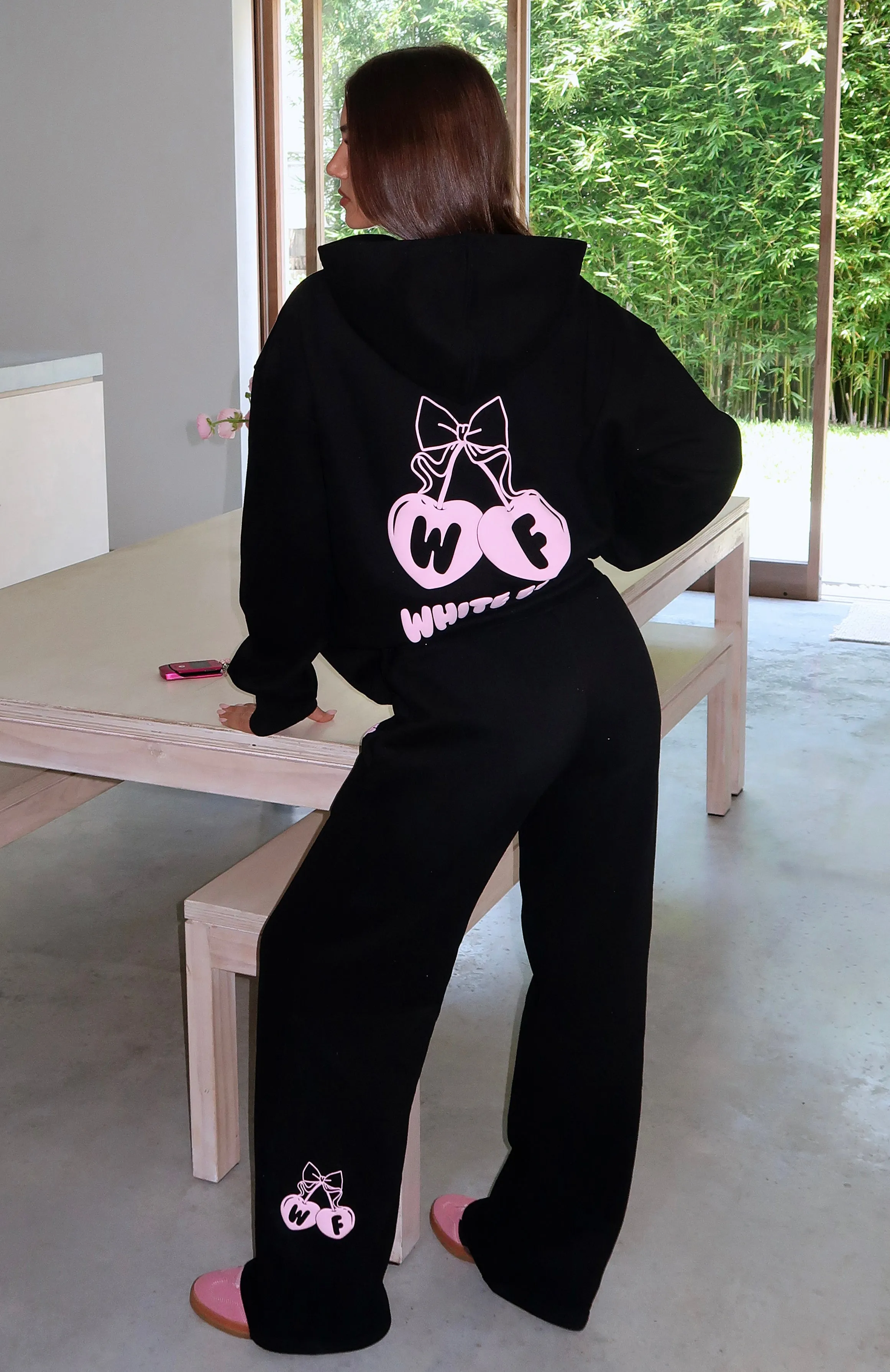 Travel Ready Fit Feel The Love Wide Leg Sweatpants Black