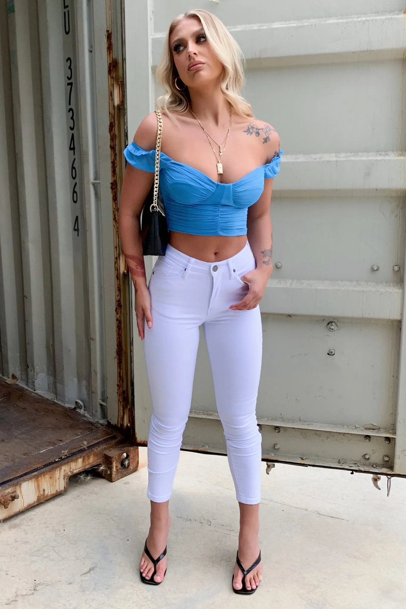 Casual Style Fendy Denim Jeans - White
