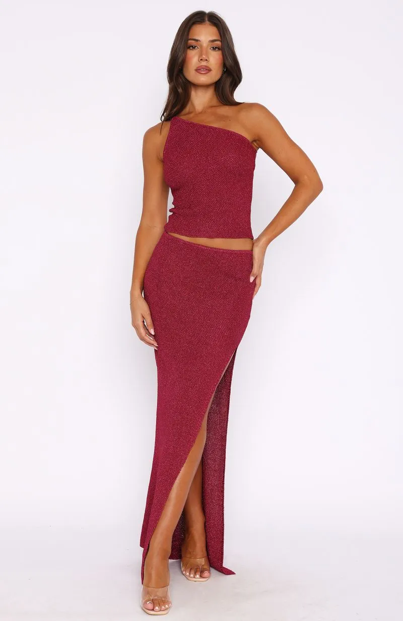 Fishnet Fabric I'm Into You Knit Maxi Skirt Dragon Fruit