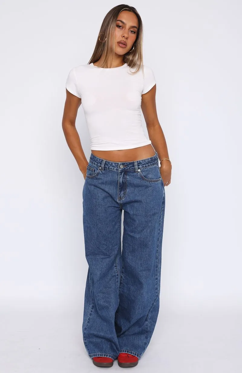 Five-inch Casual Brianna Low Rise Wide Leg Jeans Admiral Blue