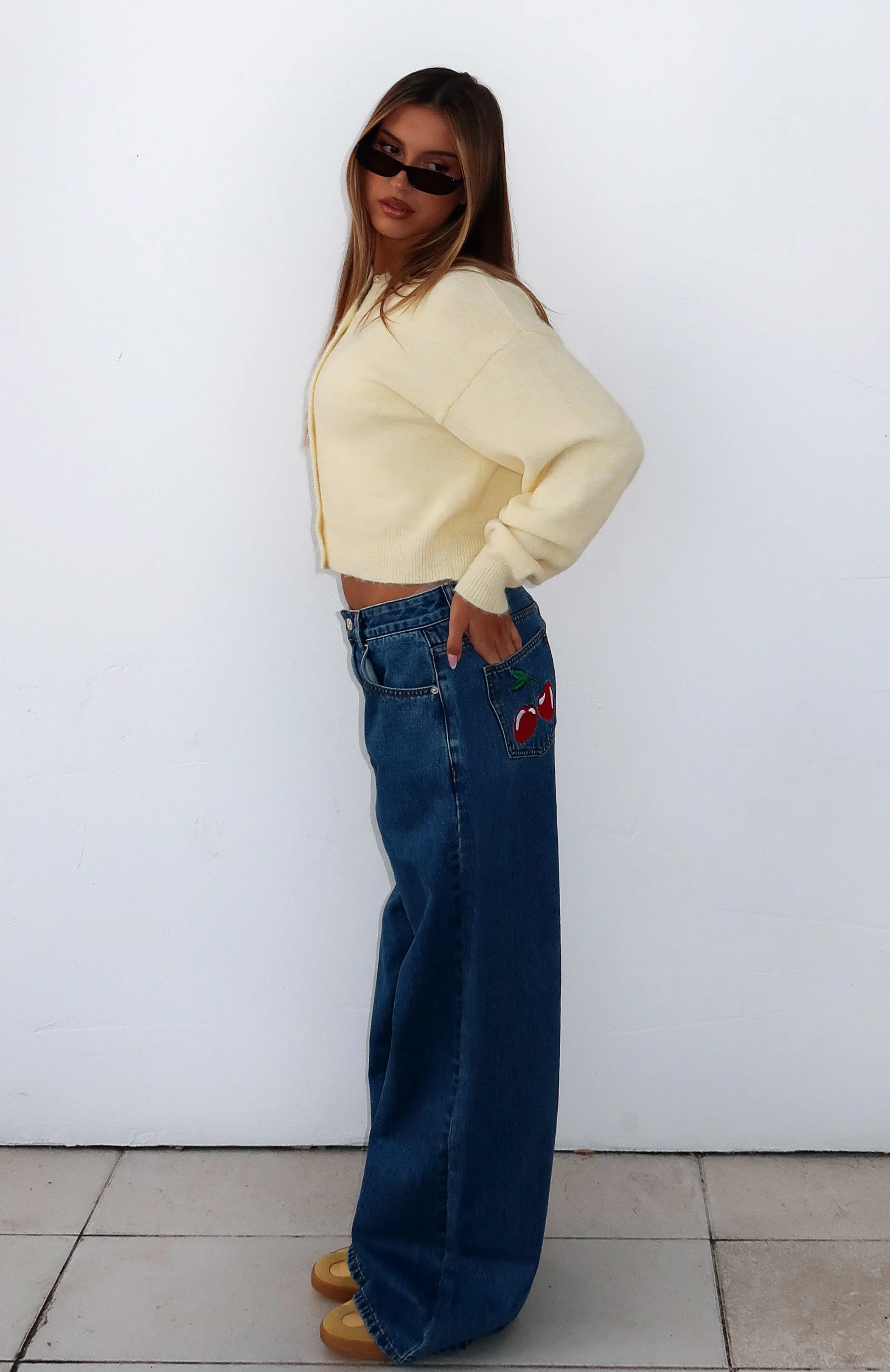 Five-inch Casual Brianna Low Rise Wide Leg Jeans Admiral Blue