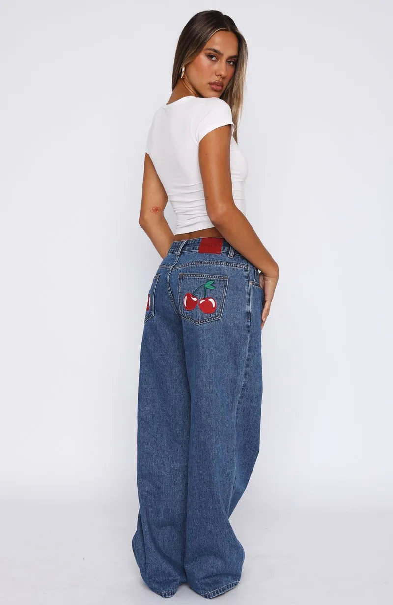 Five-inch Casual Brianna Low Rise Wide Leg Jeans Admiral Blue