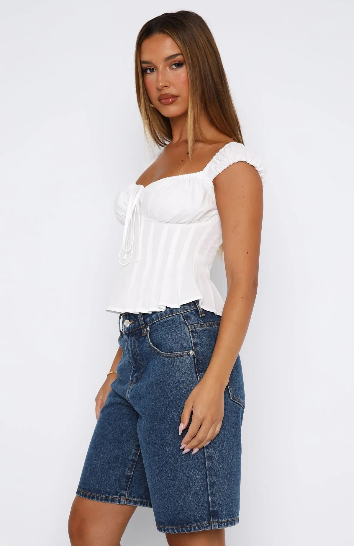 Fleece-lined Warm Bella Denim Shorts Dark Blue