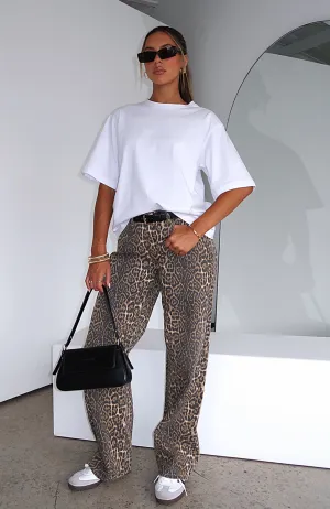 Stella Low Rise Wide Leg Jeans Leopard height-enhancing design dark blue tone