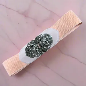 Classic Design Minimal Gear Piece Floral Filigree Stretch Belt